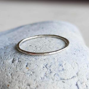 Ultra Thin Sterling Silver Stacking Ring ~ Hammered Recycled Sterling Silver Ring ~ Skinny Thumb Ring ~ Textured Silver Midi Ring ~ Handmade