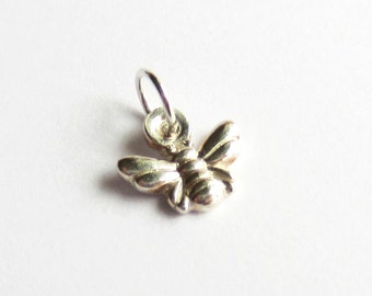 Handmade Fine Silver Bee Charm ~ Artisan Made Eco-Friendly Silver Honey Bee ~ Tiny Pure Silver Bumble Bee Charm ~ Jewellery Making Supplies