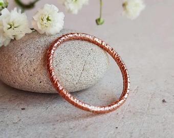 Rustic Copper Bark Texture Stacking Ring – Organic Woodland Stacker Ring – Hand Forged Copper Band – Thumb Ring – Nature Inspired Jewellery