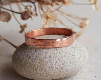 Hammered Copper Ring ~ 3mm Textured Copper Band Ring ~ Unisex Plain Stackable Ring for Finger or Thumb ~ 7th Anniversary Gift for Him or Her