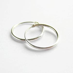 Single / Pair of 20mm Sterling Silver Hoop Earrings - 925 Stamped Silver Sleeper Earrings - Hinged Hoop Earrings - Endless Hoop Earrings