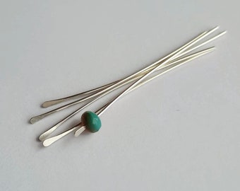 PAIR of Recycled Sterling Silver Paddle Headpins (2 pcs) ~ Hammered Silver Head Pins ~ Handmade ~ Choose Length & Gauge (1, 2, 3 or 4 inch)