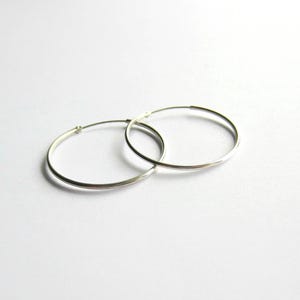 Single / Pair 30mm Sterling Silver Hoop Earrings, Large Hinged Hoop Earrings, Simple Endless Hoops, Big Sleeper Earrings, Continuous Hoops