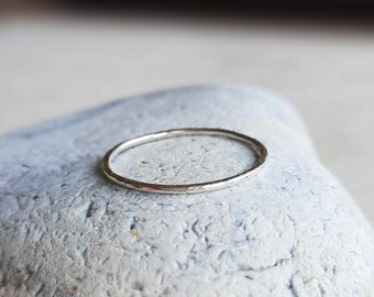 Ultra Thin Sterling Silver Ring ~ Hammered Recycled Sterling Silver Stacking Ring ~ Skinny Thumb Ring ~ Textured Silver Midi Ring ~ Handmade