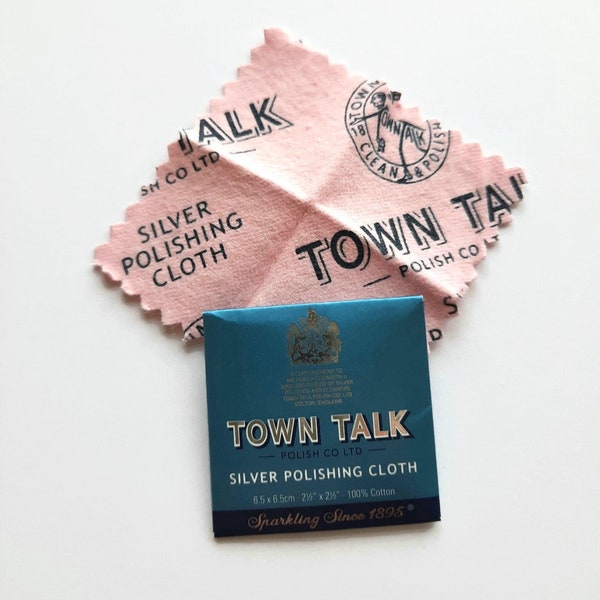 Town Talk Dinky Polishing Cloth for Sterling Silver, Fine Silver & Copper, Anti Tarnish Jewellery Care Cleaning Cloth, Tarnish Removal Cloth