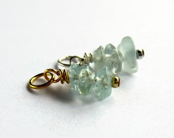 Aquamarine Charm - March Birthstone Charm - Green Gemstone Pendant - Natural Stone Jewellery - Silver, Gold or Rose Gold - 16mm