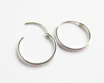 Single / Pair 925 Sterling Silver Hoop Earrings - Sleeper Earrings - Hinged Hoop Earrings - Continuous Hoops - Endless Hoop Earrings - 16mm