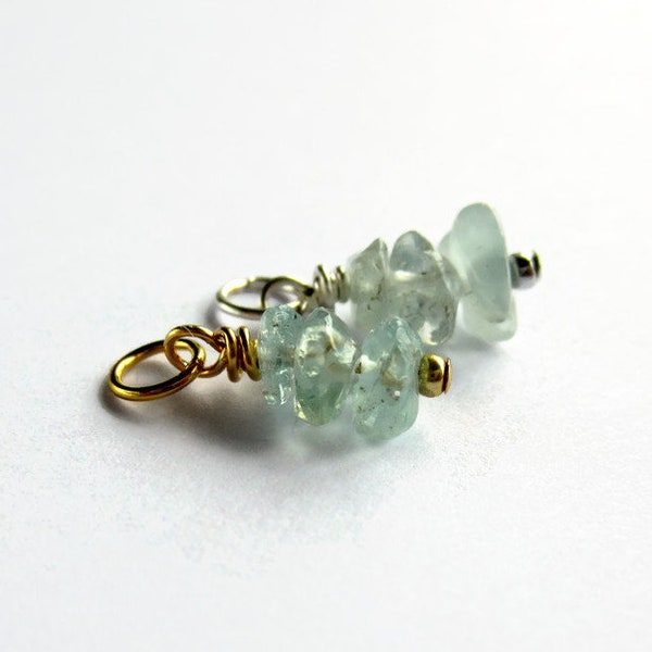 Aquamarine Charm - March Birthstone Charm - Green Gemstone Pendant - Natural Stone Jewellery - Silver, Gold or Rose Gold - 16mm