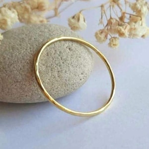 Ultra Thin Hammered Brass Ring ~ Slim Gold Tone Stackable Ring ~ Skinny Thumb Ring ~ Textured Brass Stacker Ring ~ 21st Anniversary Gift
