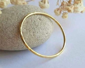Ultra Thin Hammered Brass Ring ~ Slim Gold Tone Stackable Ring ~ Skinny Thumb Ring ~ Textured Brass Stacker Ring ~ 21st Anniversary Gift