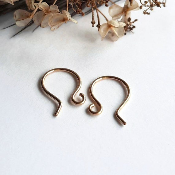 Mini Gold Filled Handmade Fish Hook Ear Wires Hand Forged 14K Gold