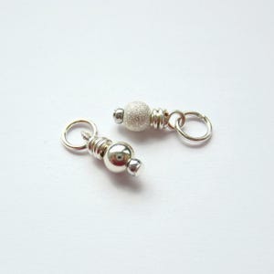925 Sterling Silver Wire Wrapped Bead Charm ~ Tiny Prewired Add On Dangle Charm ~ Shiny or Frosted Stardust Finish ~ 10x4mm