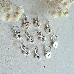 Teeny Tiny Sterling Silver Initial Charm ~ Heart Shaped Initial Letter Charm ~ 5mm Small Heart Charm - Little Add On for Necklace / Bracelet image 2