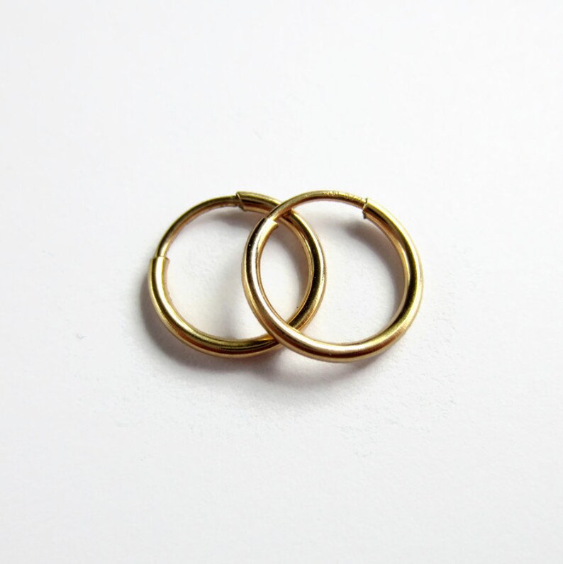 Pair of Small 14K Gold Filled Hoop Earrings Gold Fill Etsy