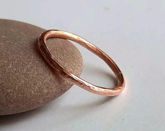 Hammered Copper Stacking Ring ~ Slim Stackable Ring ~ Textured Copper Stacker Ring ~ Boho Finger, Midi or Thumb Ring ~ 7th Anniversary Gift