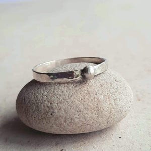 Recycled Sterling Silver Ball Ring for Finger or Thumb ~ Hammered Band Ring ~ Silver Stacking Ring ~ Textured Pebble Ring ~ Eco Friendly