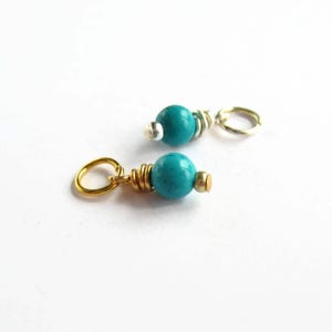 Tiny Turquoise Charm ~ December Birthstone Charm ~ Blue Gemstone Charm ~ DIY Jewellery Making Supplies ~ Silver, Gold or Rose Gold - 10x4mm