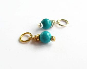 Tiny Turquoise Charm ~ December Birthstone Charm ~ Blue Gemstone Charm ~ DIY Jewellery Making Supplies ~ Silver, Gold or Rose Gold - 10x4mm