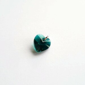 Small Emerald Green Crystal Heart Charm, May Birthstone, High Quality Crystal Dangle for Jewellery Making ~ Silver, Gold or Rose Gold ~ 10mm image 3