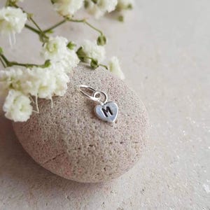 Teeny Tiny Sterling Silver Initial Charm ~ Heart Shaped Initial Letter Charm ~ 5mm Small Heart Charm - Little Add On for Necklace / Bracelet image 5