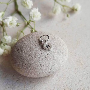Teeny Tiny Sterling Silver Initial Charm ~ Heart Shaped Initial Letter Charm ~ 5mm Small Heart Charm - Little Add On for Necklace / Bracelet image 3