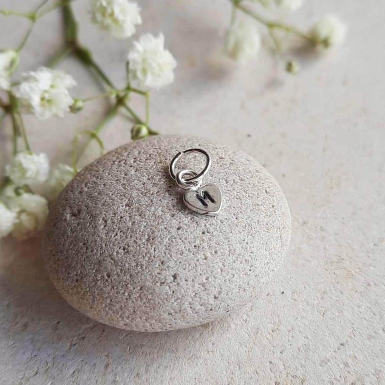 Teeny Tiny Sterling Silver Initial Charm ~ Heart Shaped Initial Letter Charm ~ 5mm Small Heart Charm - Little Add On for Necklace / Bracelet image 3