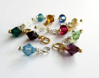 Tiny Crystal Birthstone Charm - Wire Wrapped Charms for Jewellery Making - Personalised Jewelry - Bracelet Charms - Add On Dangle - 6mm