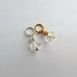 Herkimer Diamond Charm - April Birthstone - Wire Wrapped Rare Gemstone Charm - Double Terminated Quartz - Silver, Gold or Rose Gold