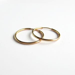 Single / Pair 20mm 14K Gold Filled Hoop Earrings - Gold Fill Sleeper Earrings - Endless Hoops - Simple Gold Earrings - Rolled Gold Earrings