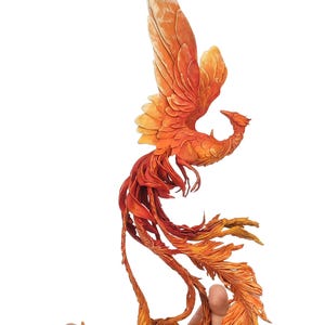 Phoenix figurine. Fire phoenix sculpture. Firebird. OOAK sculpture. Winged creature statuette. Figure phoenix. Art doll Toy Fantasy animal