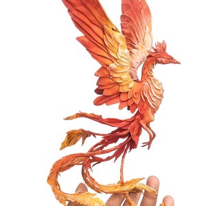 Phoenix figurine. Fire phoenix sculpture. Firebird. OOAK sculpture. Winged creature statuette. Figure phoenix. Art doll Toy Fantasy animal