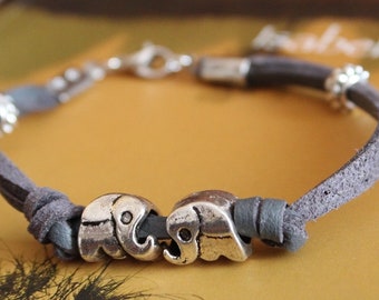 Un joli bracelet en daim avec "éléphants"