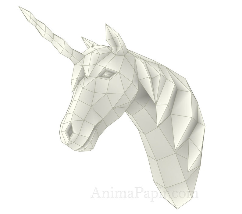 DIY Unicorn Unicorn papercraft animal papercraft Unicorn trophy papercraft Low poly Unicorn head Paper Unicorn