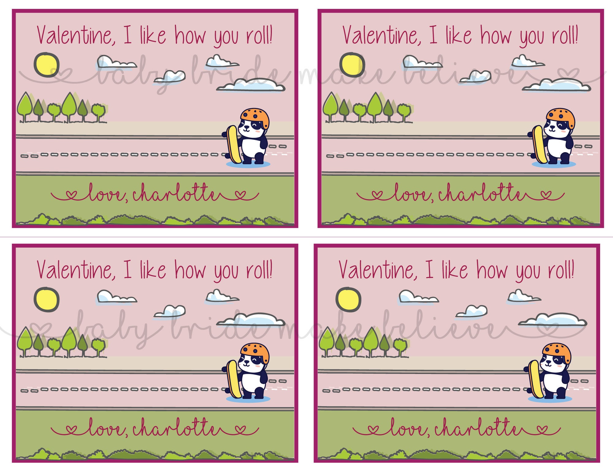 Valentine For Kids Valentine For School Skateboard Etsy