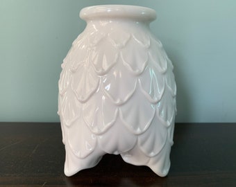 Vintage White Milk Glass Artichoke Vase by Imperial Glass
