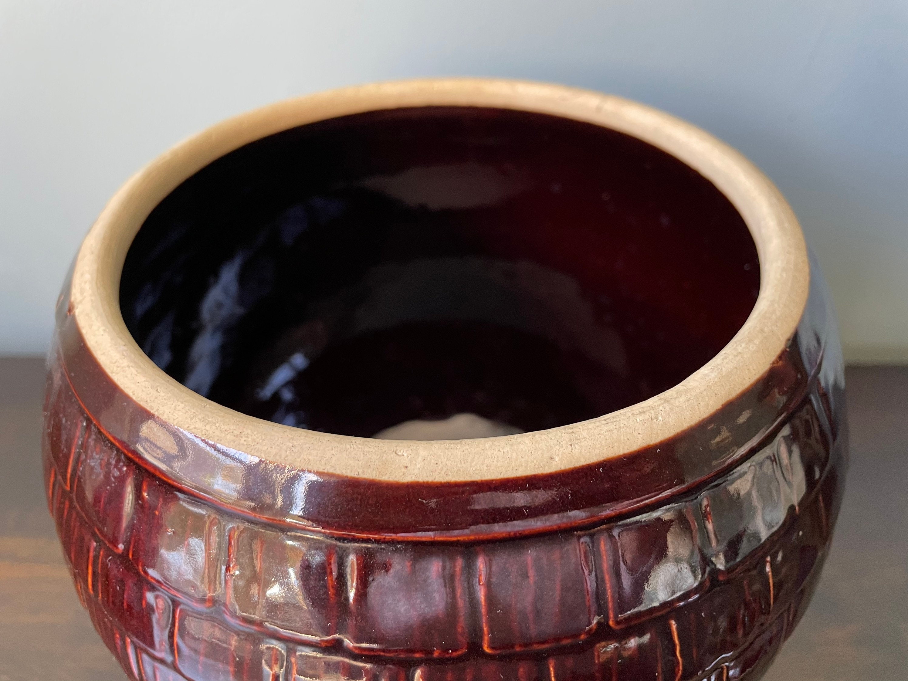 Vintage Mccoy Cookie Jar Round Shingles Brown Etsy