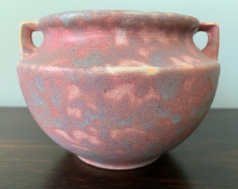 Antique Burley Winter Pottery Vase #42 Two Handle Arts and Crafts Vintage Mottled Ceramic