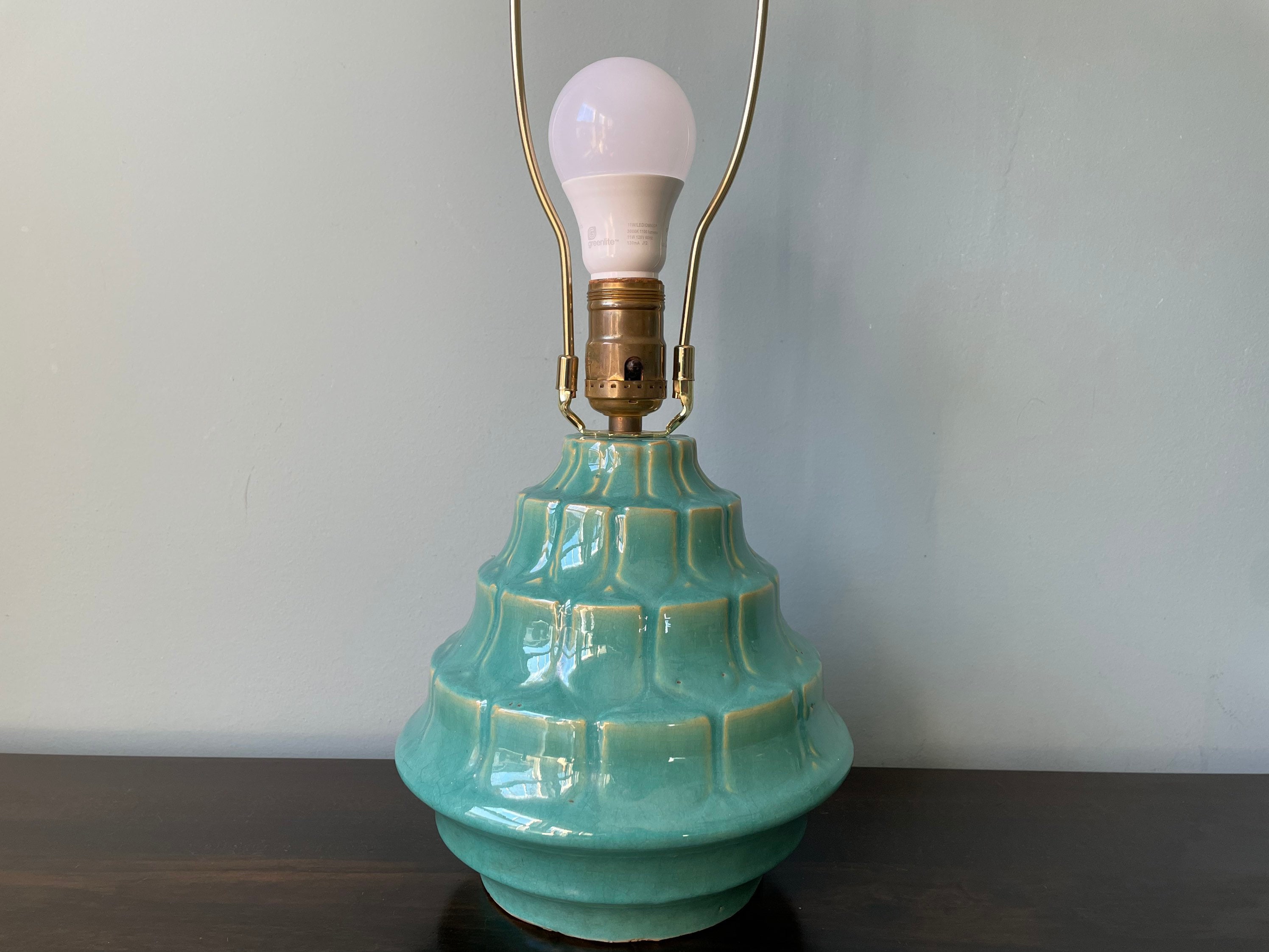 Vintage Ceramic Lamp Teal Tiered Pottery Lamp Vintage Cliftwood