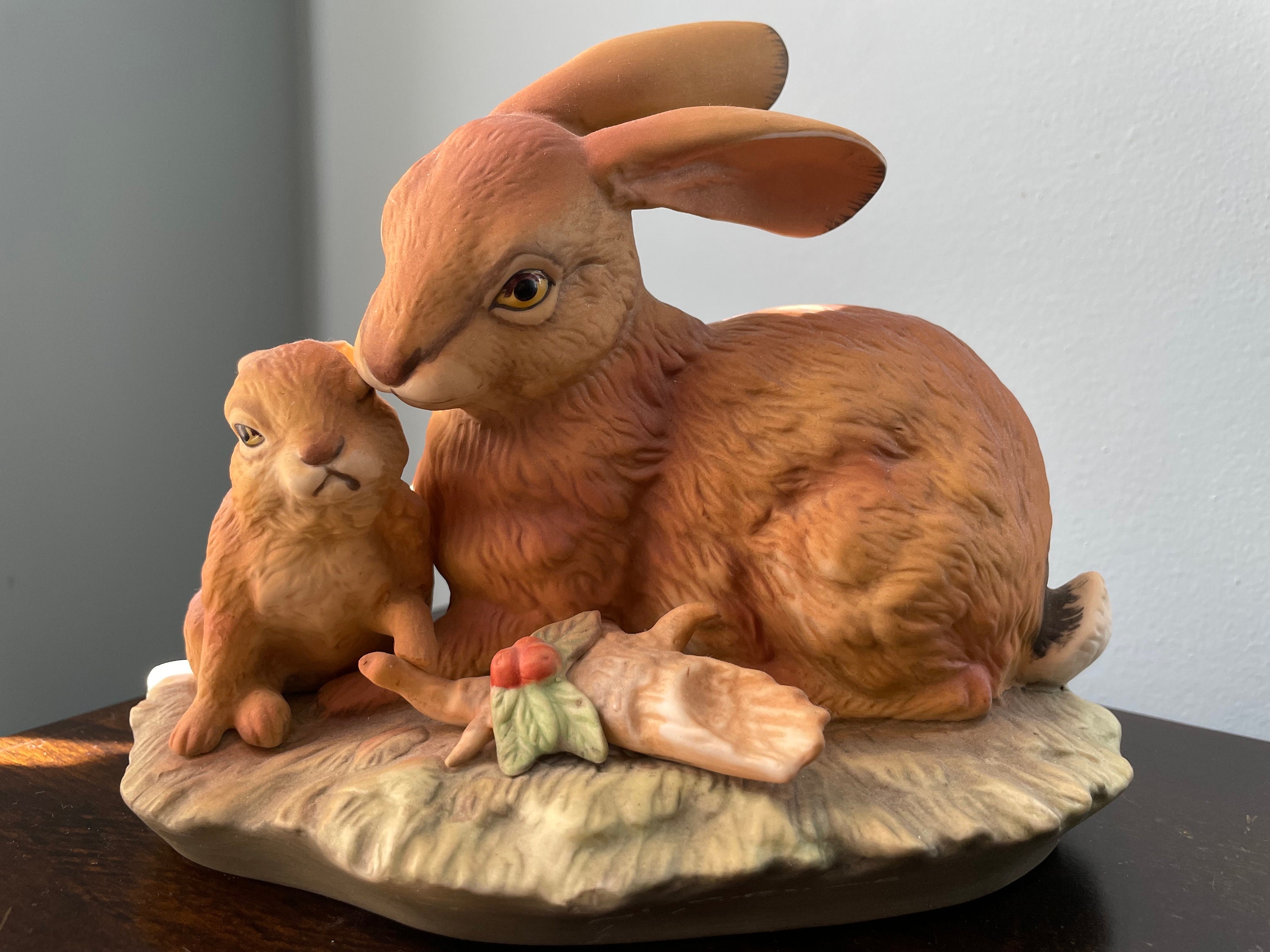 Home Interiors Gifts Bunny Buddies 14062-99 Pair Rabbit Figures Homco Decor