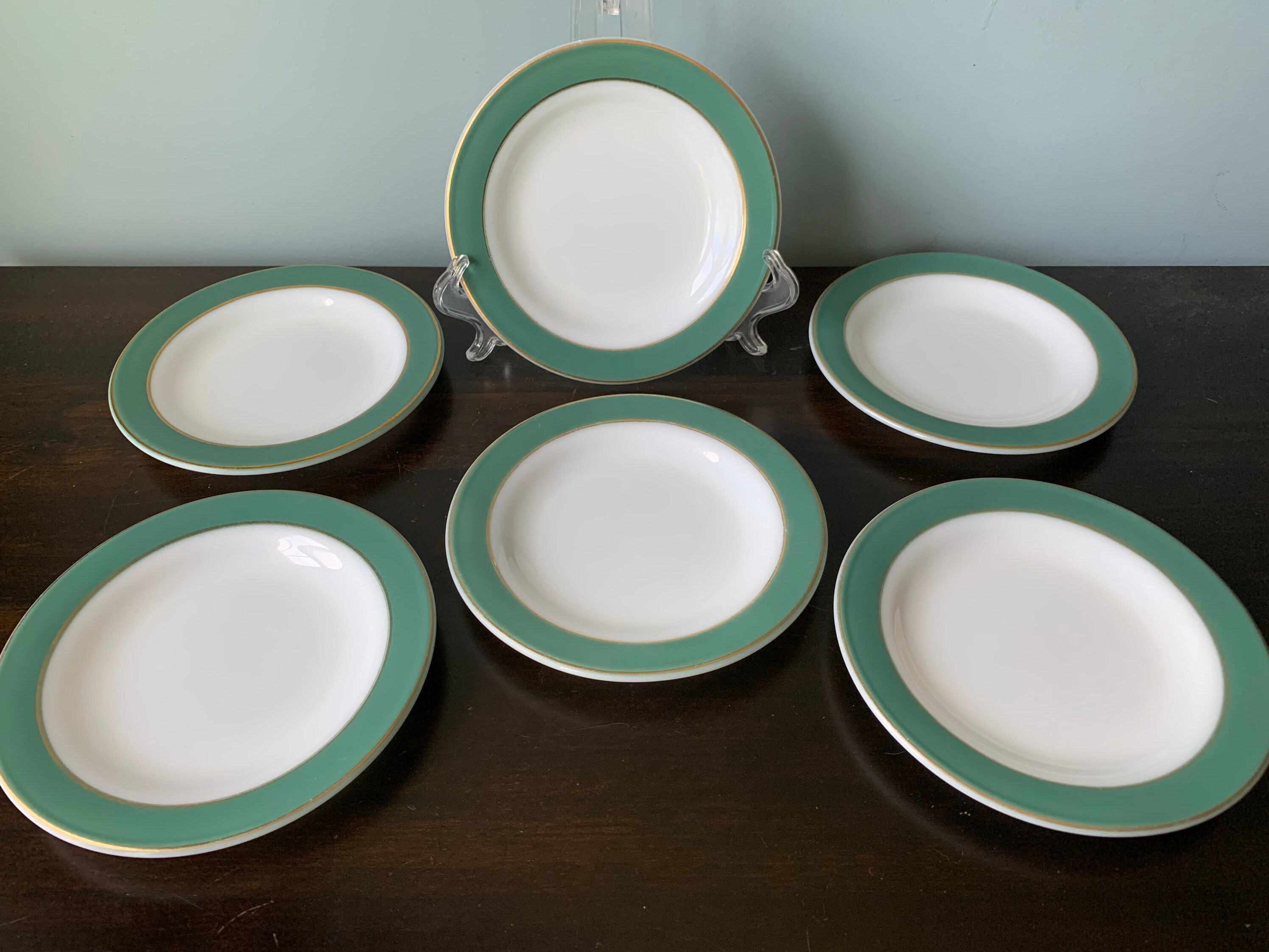 Vintage Pyrex Regency Green Band Dinnerware Gold Detail 36 Etsy
