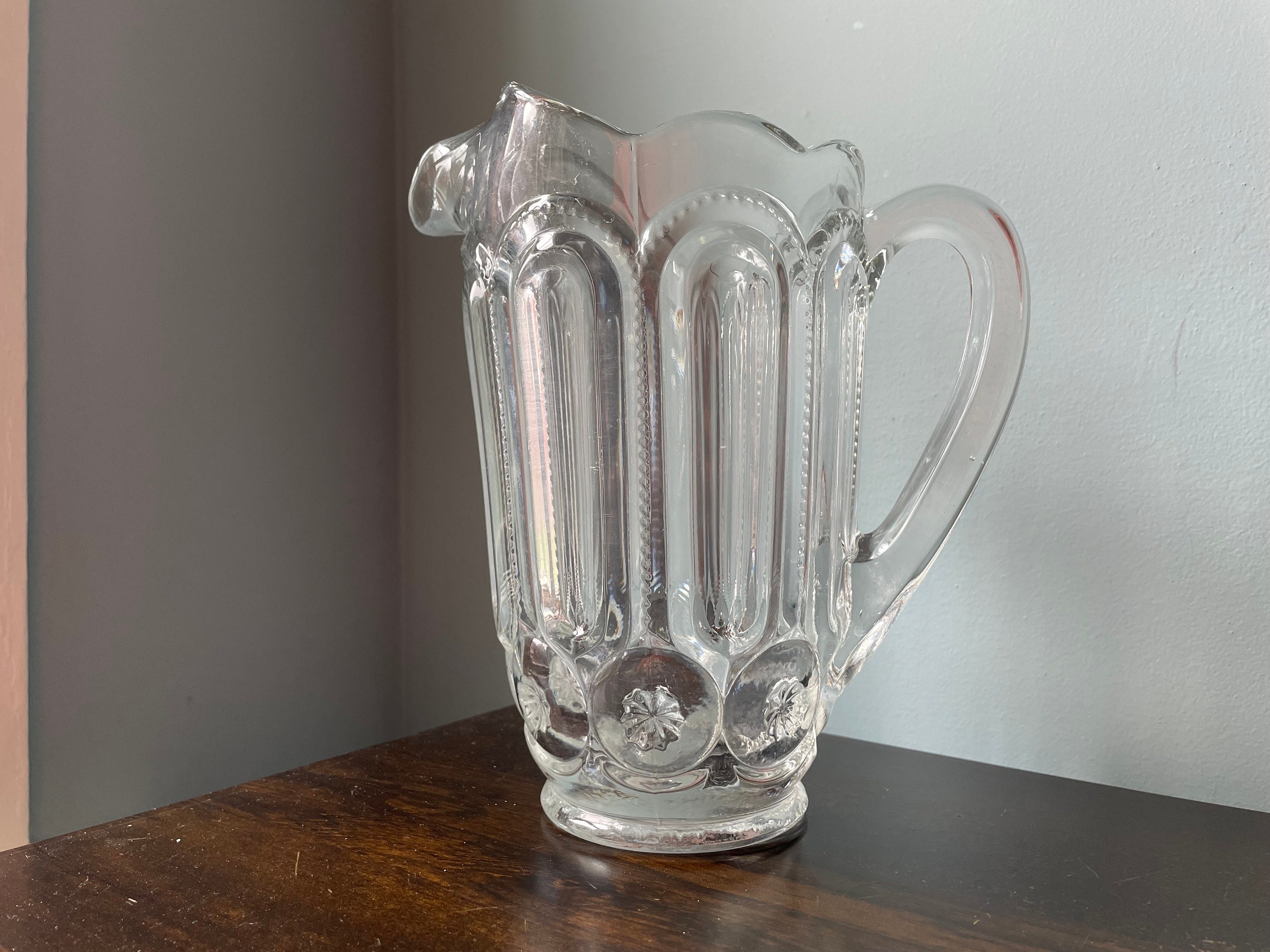 Vintage L E Smith Moon and Star Pitcher Clear Glass Crystal 40oz - Etsy