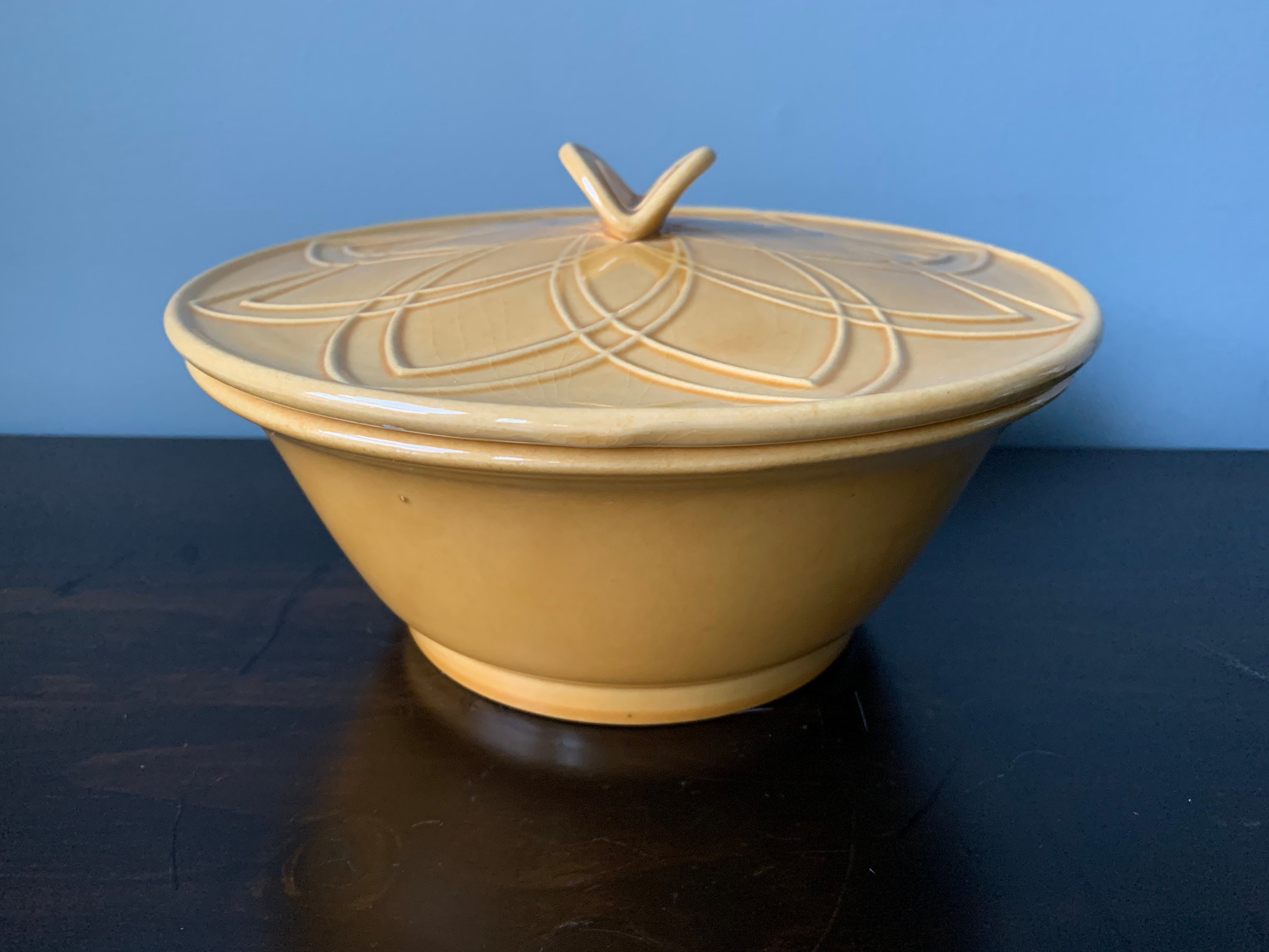 Vintage California USA Pottery Covered Dish 70E Mid Century Etsy