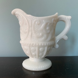 Vintage Portieux Vallerysthal Louis XV French White Opaline Milk Glass Cream Pitcher Creamer PV France