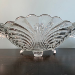 Vintage Cambridge Caprice vidrio claro vidrio ovalado consola Bowl Manijas