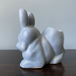 Vintage Pottery Bunny Rabbit Planter Cotton Ball Dispenser Blue Ceramic ...