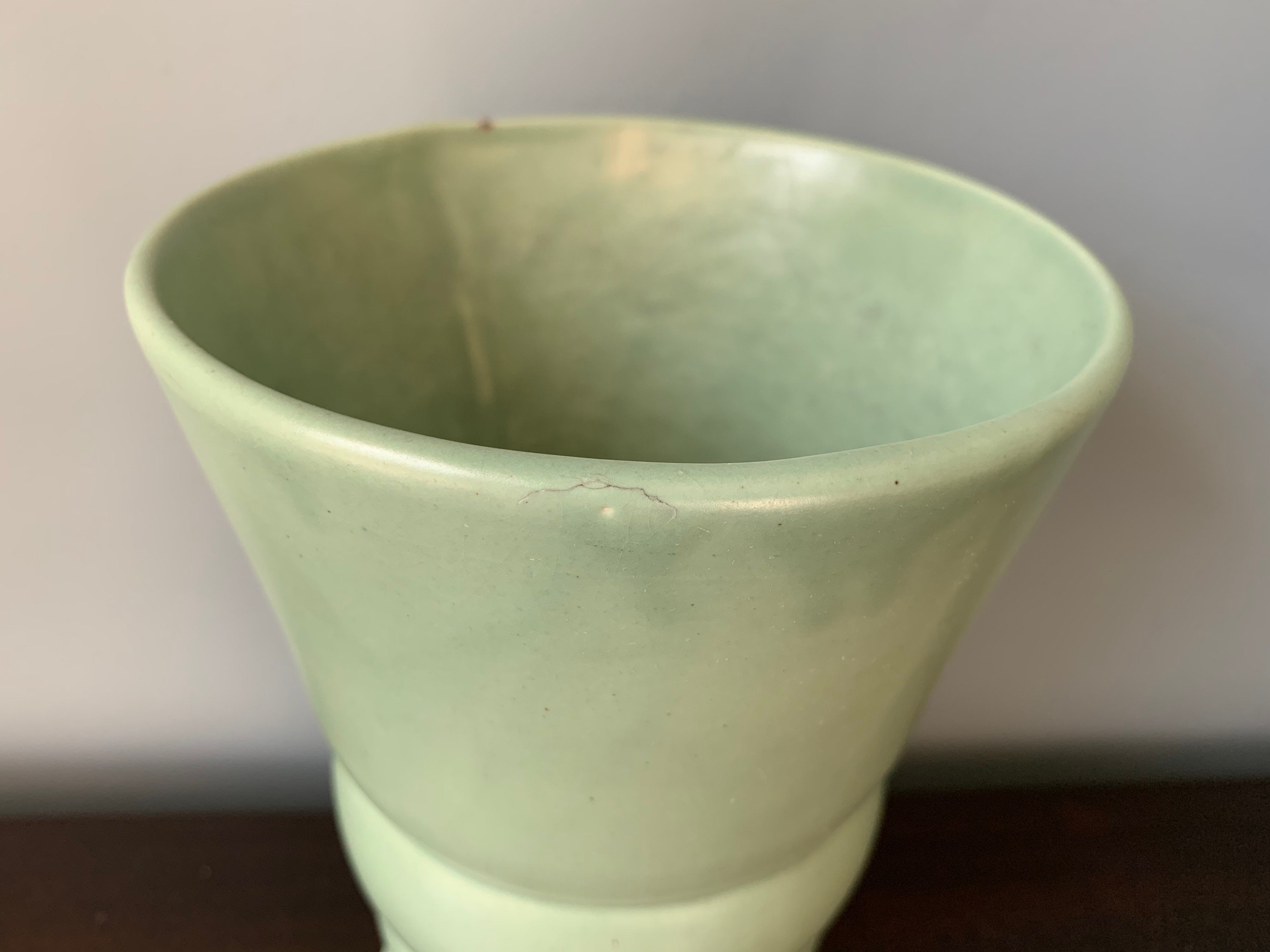 Vintage Haeger Pottery Vase Banded Ringed Cinched Fern Green | Etsy