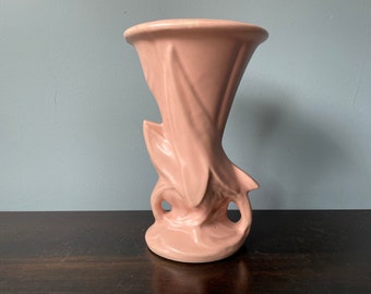 Vintage McCoy Pottery Arrow Leaf Vase Pink Matte