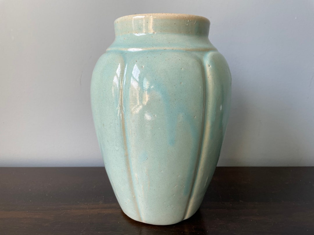 Vintage Zanesville Pottery Vase 795 Aqua Arts and Crafts Gloss Etsy