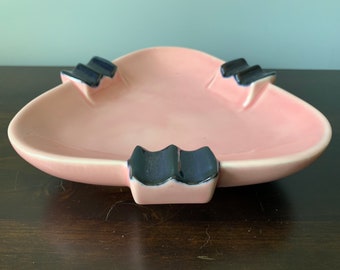 Vintage Ceramic Ashtray Ash Tray Mid Century MCM Atomic Triangular Pottery  Pink 54-152
