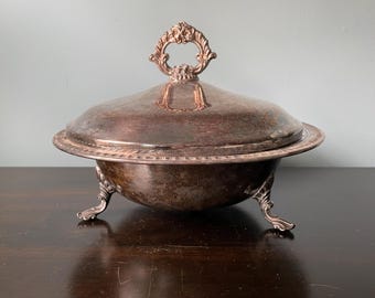 Vintage Silverplate Covered Serving Dish F. B. Rogers Silver Co. 1158 Round Footed